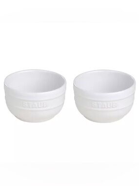 NEW Staub White Ceramic Prep Bowls — Pair